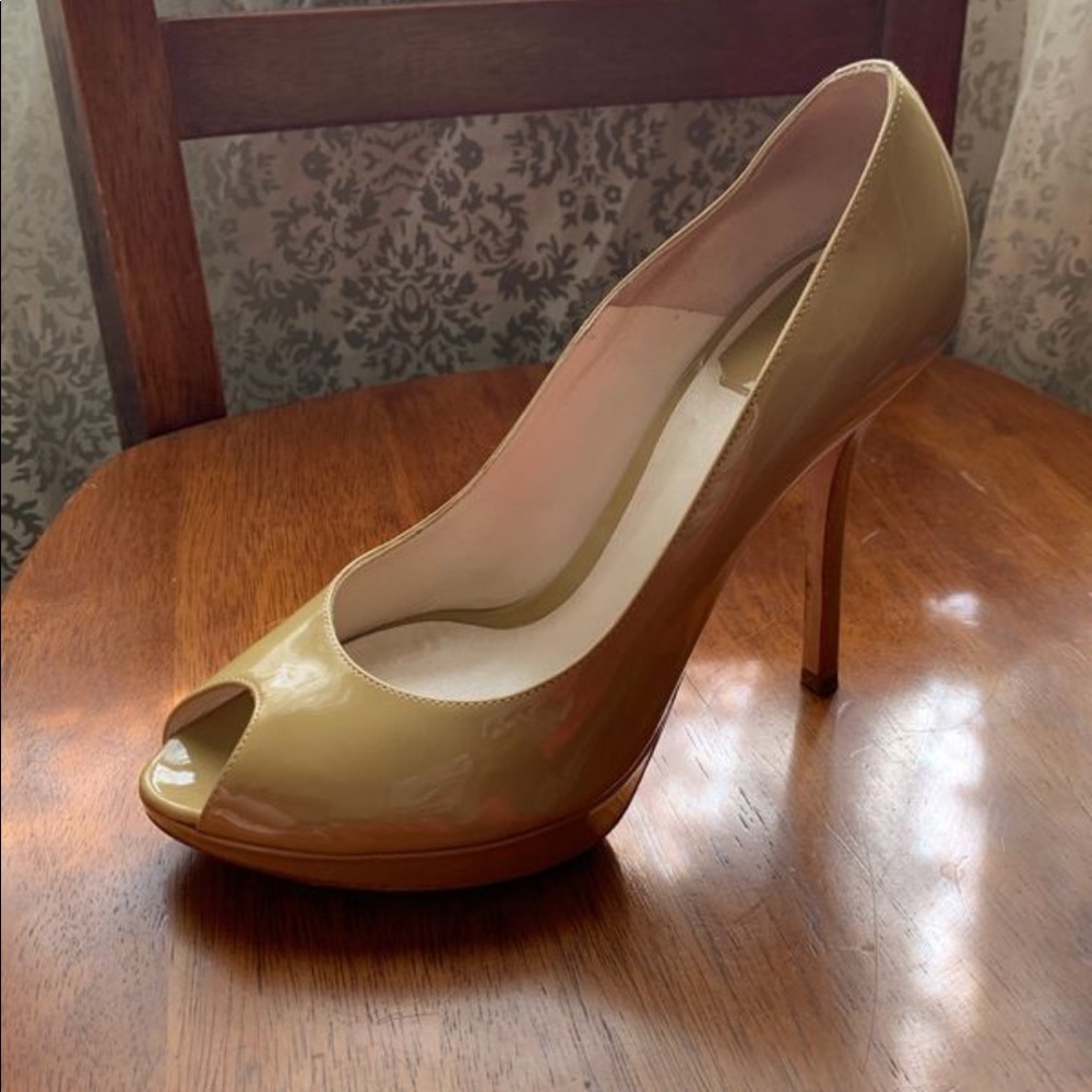 Dior patent leather peep toe pumps